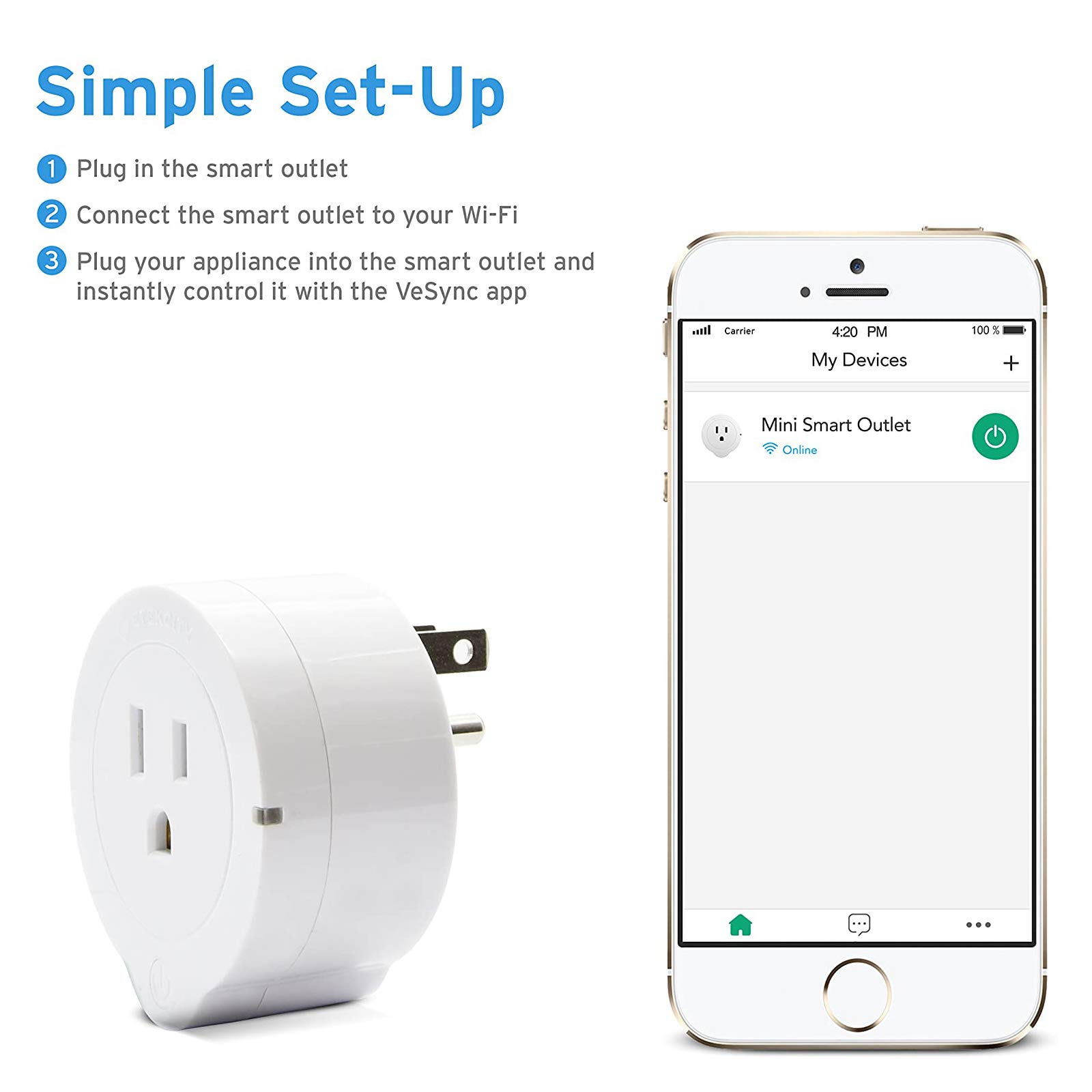 Etekcity Smart Plug, Compatible with Alexa, Google Home and IFTTT, WiFi Energy Monitoring Mini Outlet with Timer (4-Pack), No Hub Required, ETL Listed, White, 2 Years Warranty and Lifetime Support - View 7