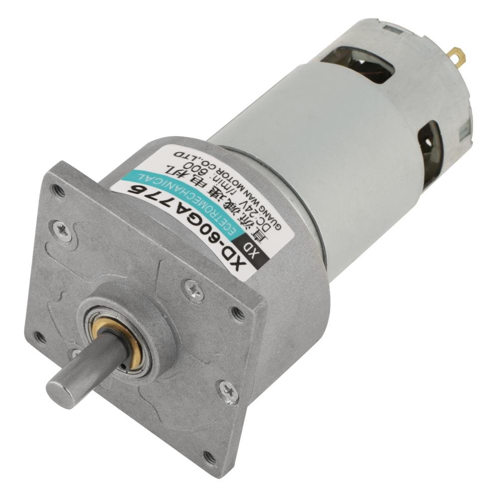 DC Motor, 12V/24V Micro Motor Metal Gear Motor Speed Adjustable 10-600rpm 35W CW/CCW Low Speed Motor (24V 600rpm)