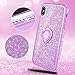 VEGO Case for Apple iPhone XS Max 6.5 inch,Glitter Case Bling Diamond Rhinestone with Kickstand Ring Grip for Girls Women Case for iPhone XS Max (Purple 6.5 in)