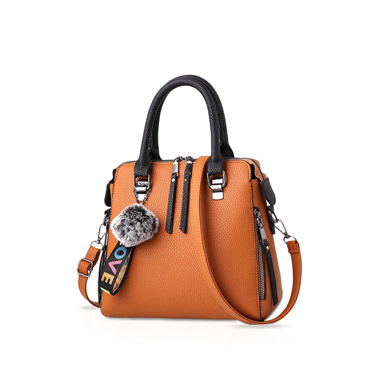 NICOLE&DORIS Women Fashion Handbags Tote Bags Classic Ladies Cross Body Shoulder Bag Messenger Bag Leather Large Capacity Orange