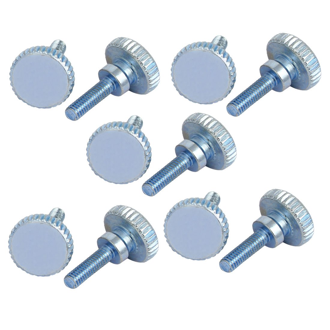 sourcingmap M3x10mm Flat Knurled Head Fully Threaded Thumb Screws Bolts Fastener 10pcs