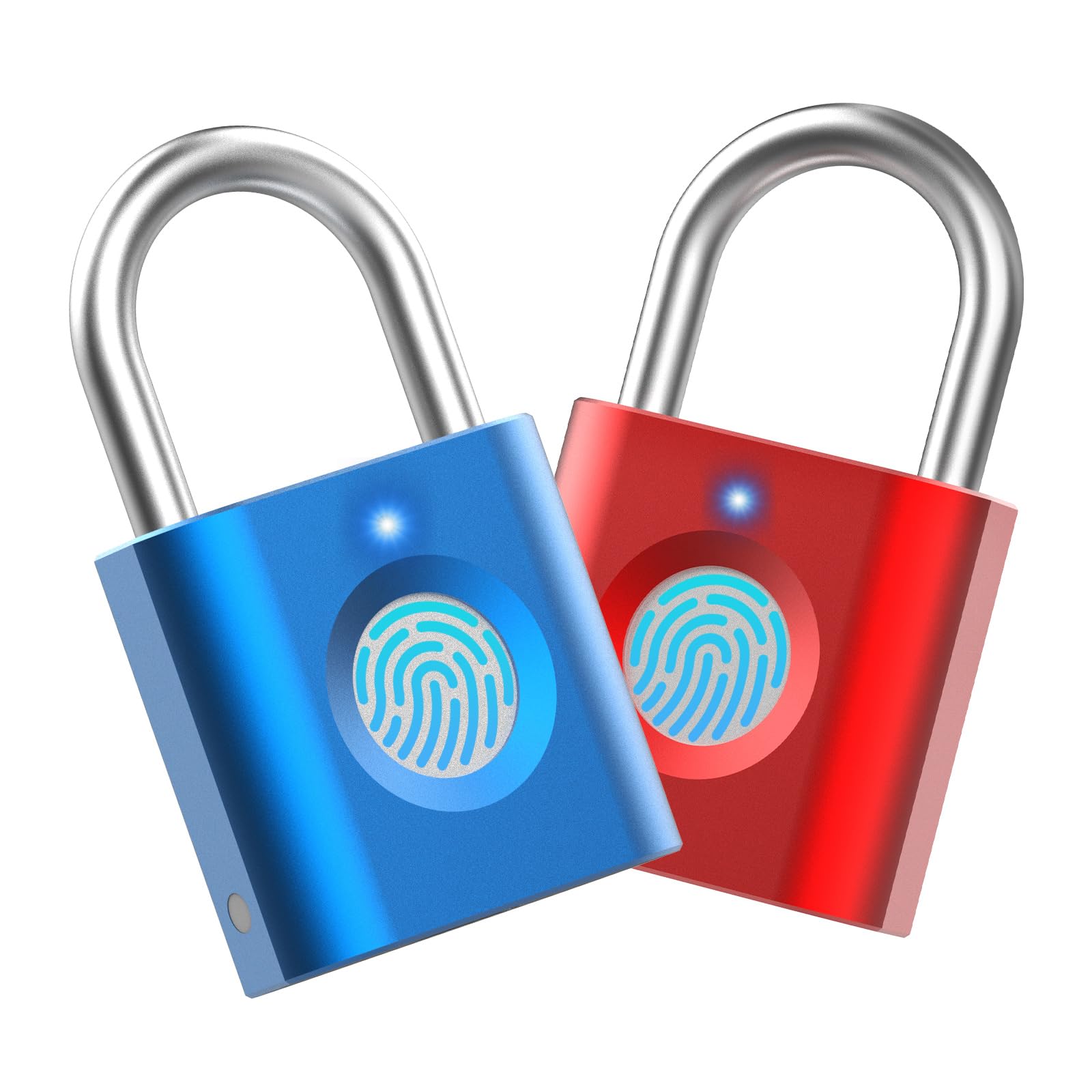 Photo 1 of Smart Padlock Locker Lock: 2-Pack Blue & Red - Mini Fingerprint Padlock eLinkSmart Gym Lock with Colourful Metal 20 Fingerprints Keyless fits School Bag Luggage Toolbox Gym Locker