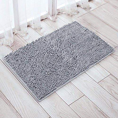 HomeStyleZ Non-slip Microfiber Soft Bath mats, Machine Washable Absorbent Bathroom Rugs Door Carpet, Sliver Gray (23 inch x 16 inch)