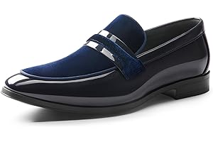 Bruno Marc Men's Tuxedo Patent Loafers Classic Velvet Slip-on Dress Shoes