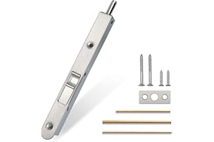 MOSECYOU Flush Bolt French Door Lock 7”, Satin Nickel, Concealed Bolt Latch for Double Doors, Top/Bottom Lock for Patio/Storm Doors (1 Pack)