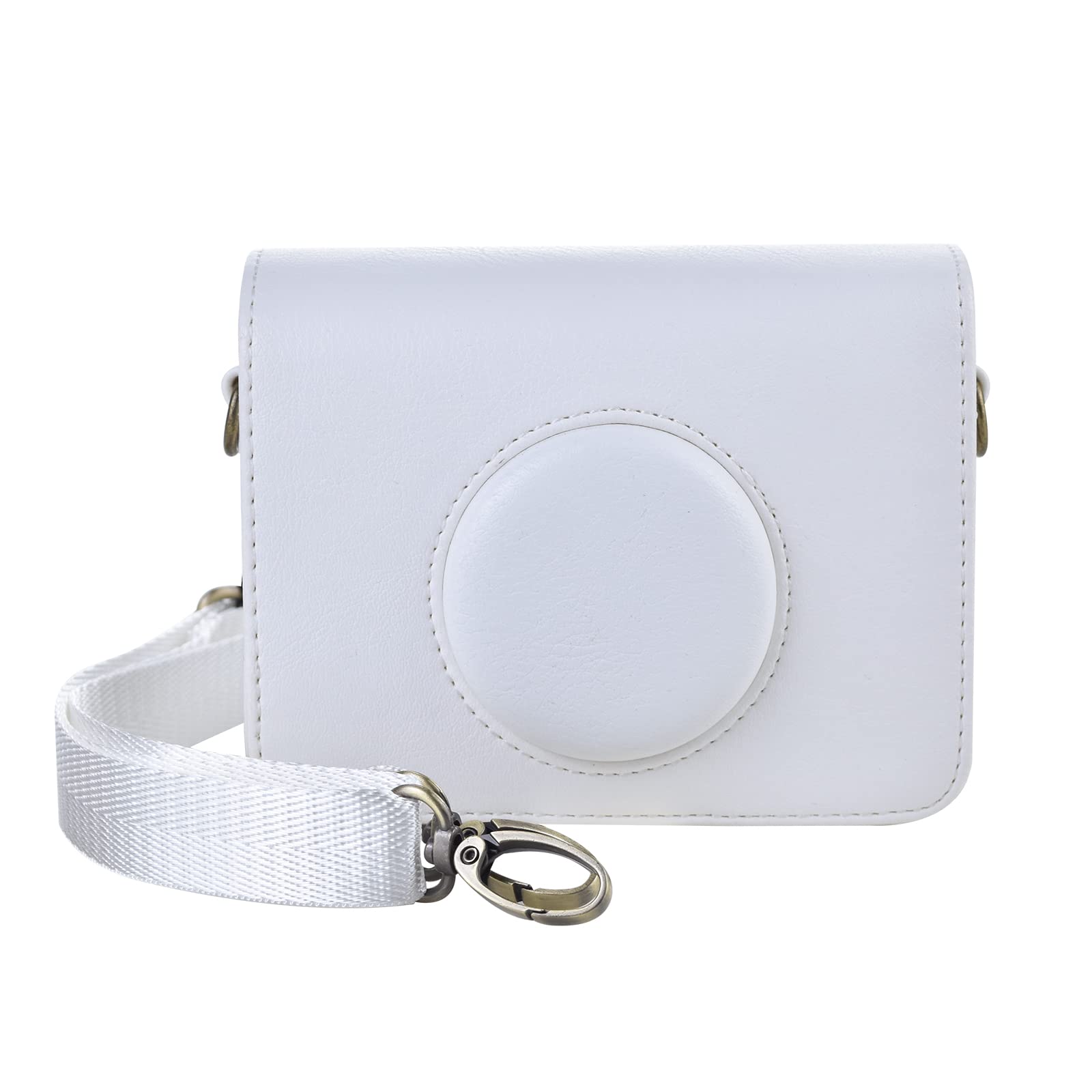 MUZIRI KINOKOO Fuji Mini EVO Case PU Leather Compatible for Fuji Mini EVO Camera Protective Case Cover Camera Bag with Adjustable Shoulder Strap White