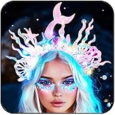 GORTIN Light Up Mermaid Headband Starfish Headpiece Glow Shell Hair Band Costume Hair Accessories for Women