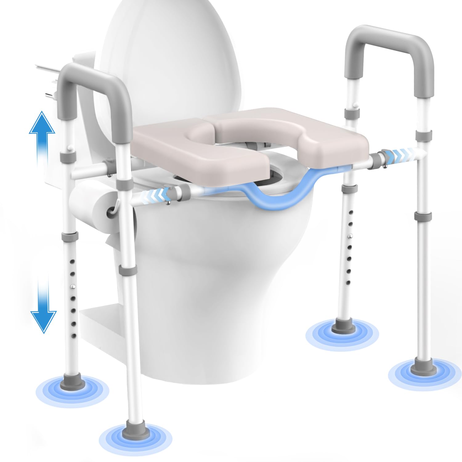 Photo 1 of Toilet Seat Risers For Seniors, Male-Friendly Width & Height Raised Toilet Seat With handles, Toilet Riser for Elderly, Handicap, Elevated, Fit Any Toilet, 400lbs