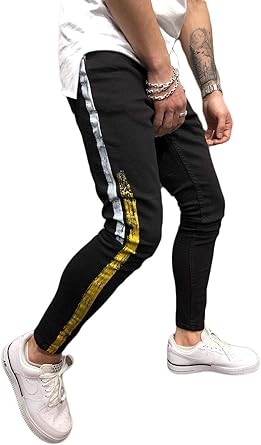 fashion mens stripe slim pencil pants