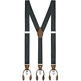Buyless Fashion Suspenders For Men - 48" Adjustable Straps 1 1/4" - Y Back With Clips And Buttons