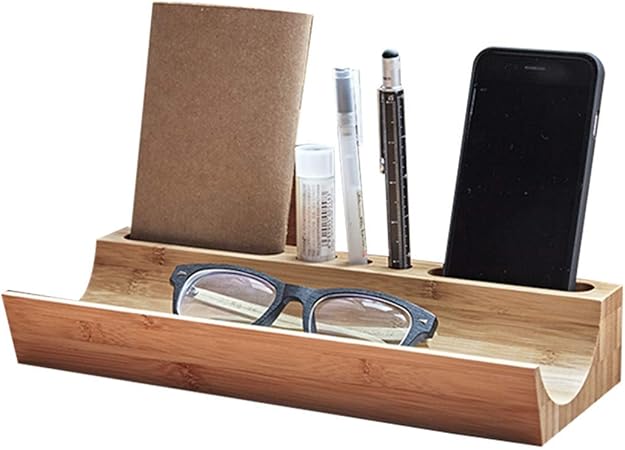 Amazon Crean 卓上収納ボックス ペン立て 名刺立て 木製 多機能 天然木 携帯 文具 メガネ 収納 小物入れ おしゃれ ペン立て 文房具 オフィス用品