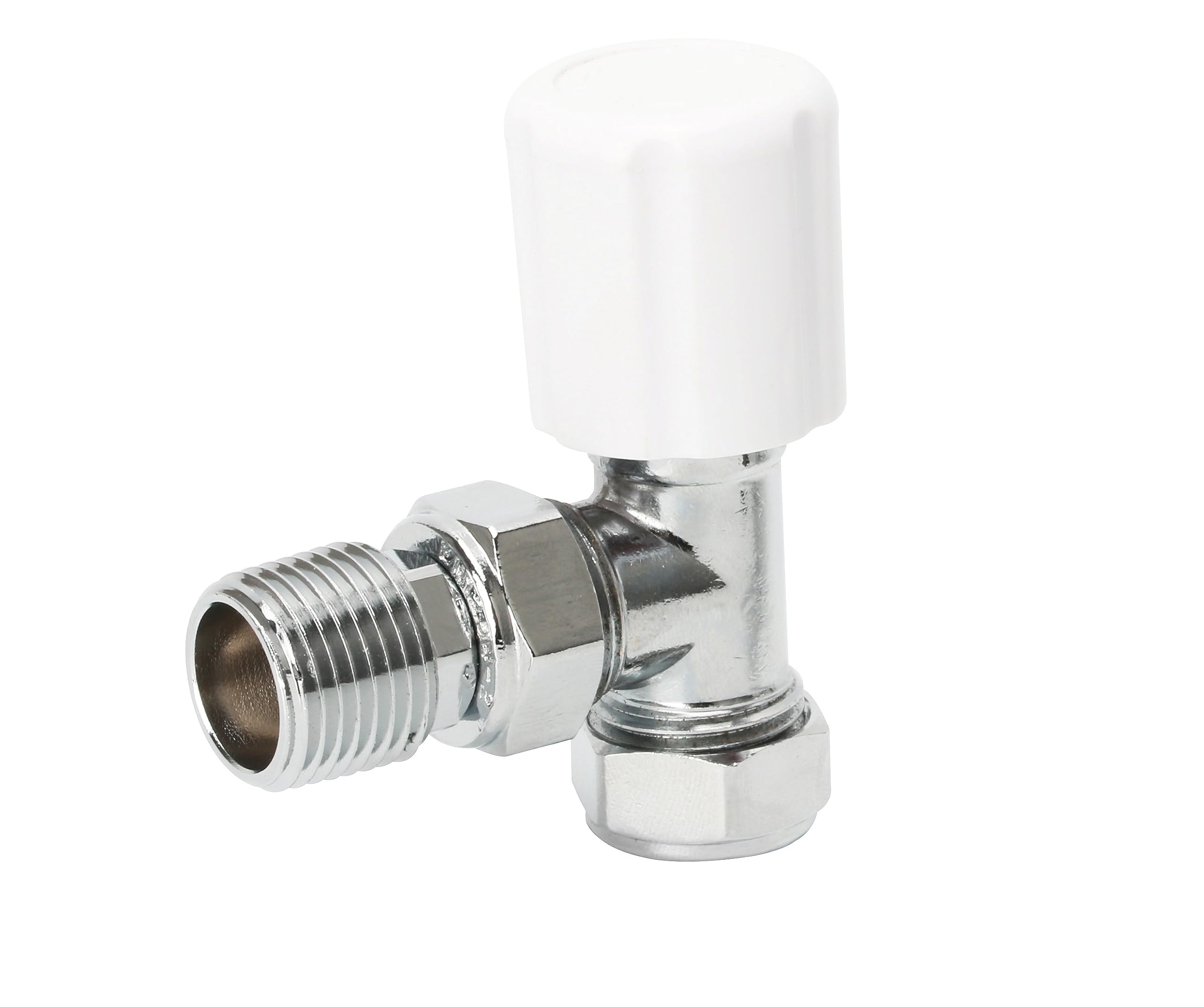 ARSIONE Thermostatic TVR Radiator Valve – 15mm, Modern Valve for Radiator Flow Pipe, Universal Wheel Head Cap, Sensor, Energy Efficient, Simple Installation | Central Heating, White Angled