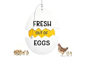 Farm Fresh Eggs Metal Sign - Rustic Farmhouse Decor for Coop & Market, Cracked Egg Hanging Sign with “Fresh/Eggs/Sold Out” Fl