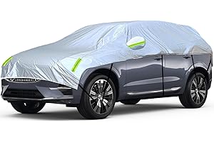NIGOOLATA SUV Half Car Cover Silver Car Windshield Sunroof Sunshade Snow Cover Universal Fits Length 185"-200"