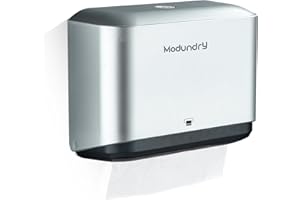 Modundry Wall Mount Paper Towel Dispensers,Commercial Multifold Tissue Dispenser with Smart Lock, Adhesive No Drilling or Screws Install,Hand Towel Holder for Bathroom,Restroom, Office, Home (Sliver)