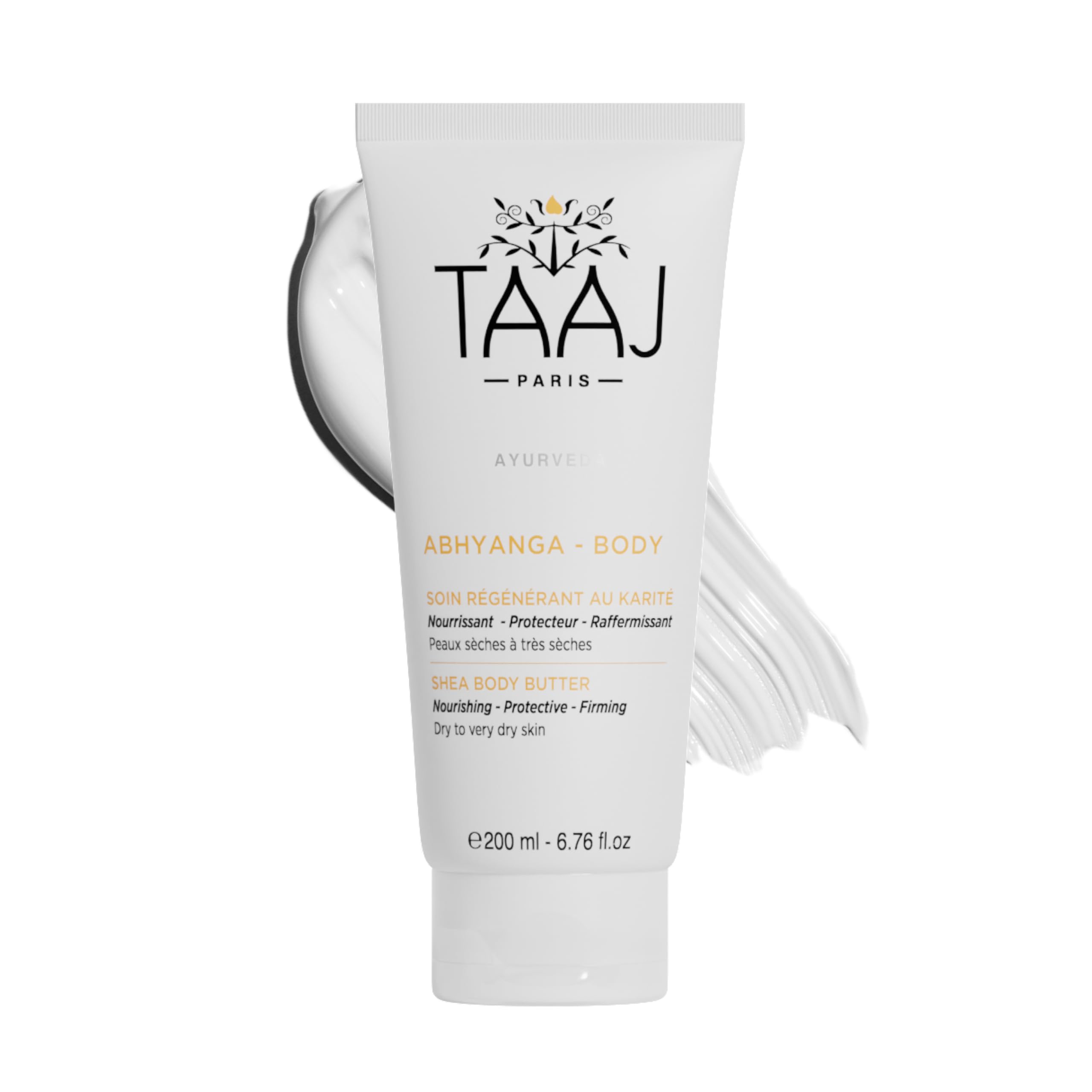 TAAJ | Shea regenerating treatment - ABHYANGA | Nourishing, protective and firming treatment for dry skin | Provides comfort and softness | Protects against dryness | Vegan | 200 ml