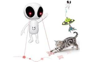 ORSDA Laser Cat Toys, 2 in 1 Automatic Dual Laser & Catnip UFO Dangler Cat Toys for Indoor Cats, Truly Random Trajectory Rada
