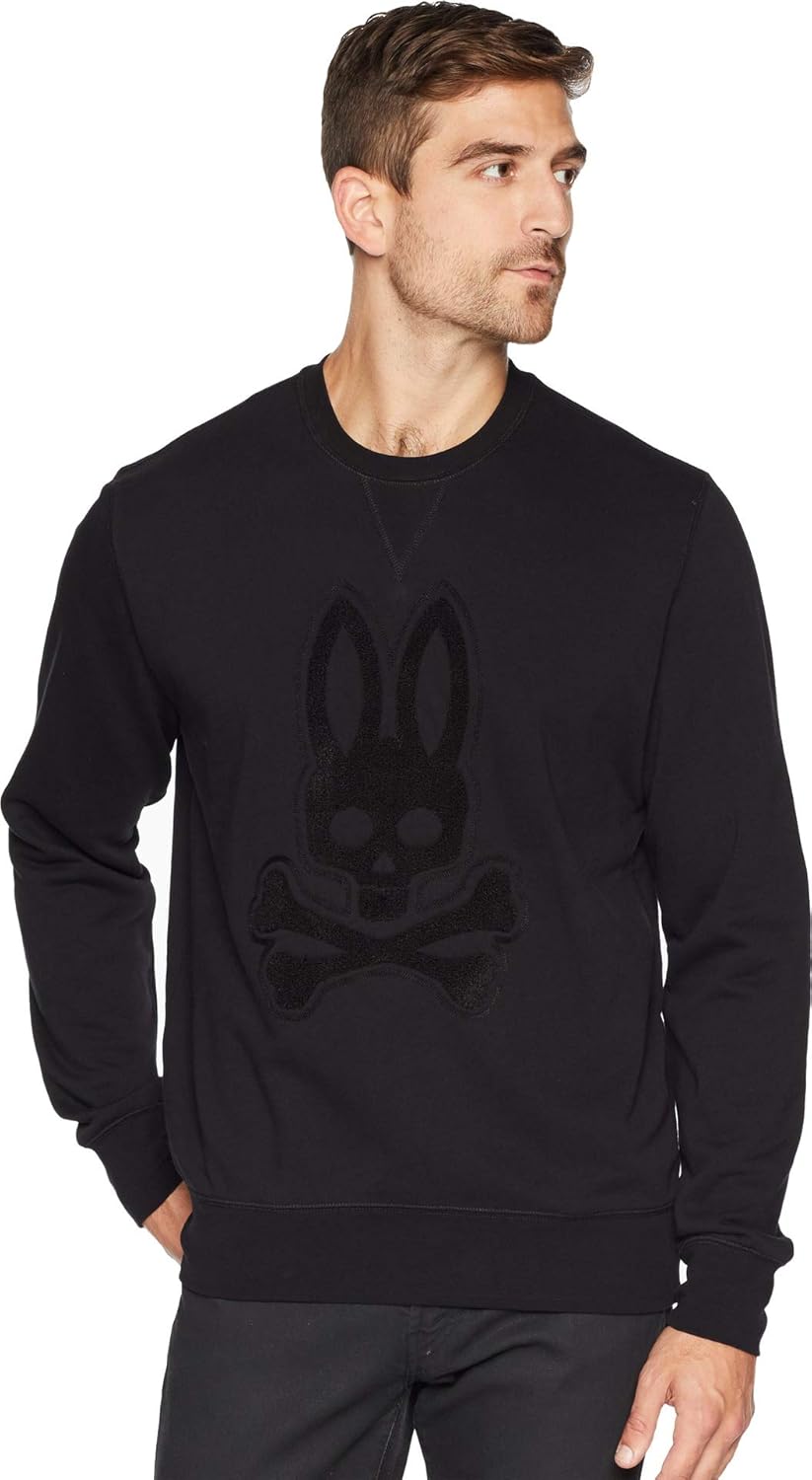 Psycho Bunny Mens Loop Embroidered Logo Sweatshirt Fashion Hoodies & Sweatshirts Men