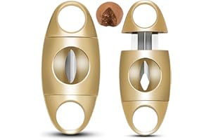 HANCIGAR Cigar Cutter Stainless Steel V-Cut Cigar Cutter Portable Cigar Guillotine as a Gift for Men (Gold)