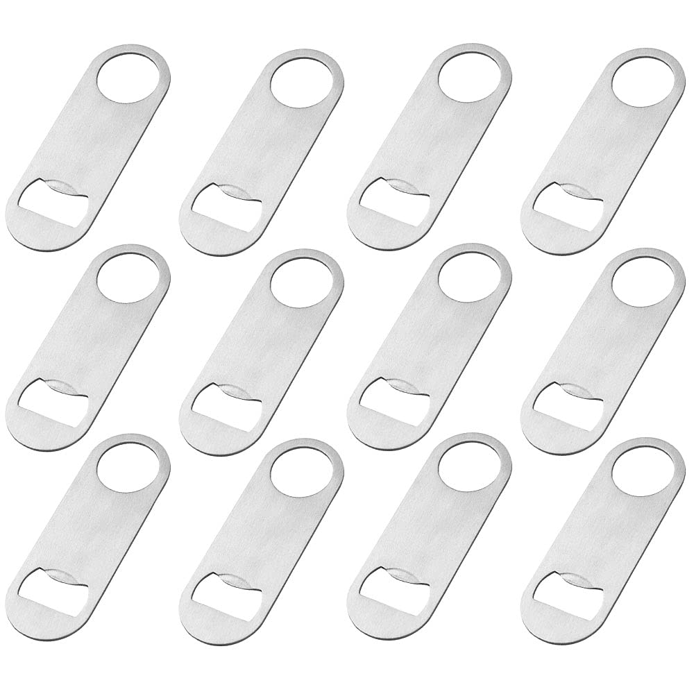 12 Pcs Heavy Duty Bar Blade Bottle Openers Stainless Steel Beer-Cap Openers Bottle Cap Removers for Beer Soda Bottle