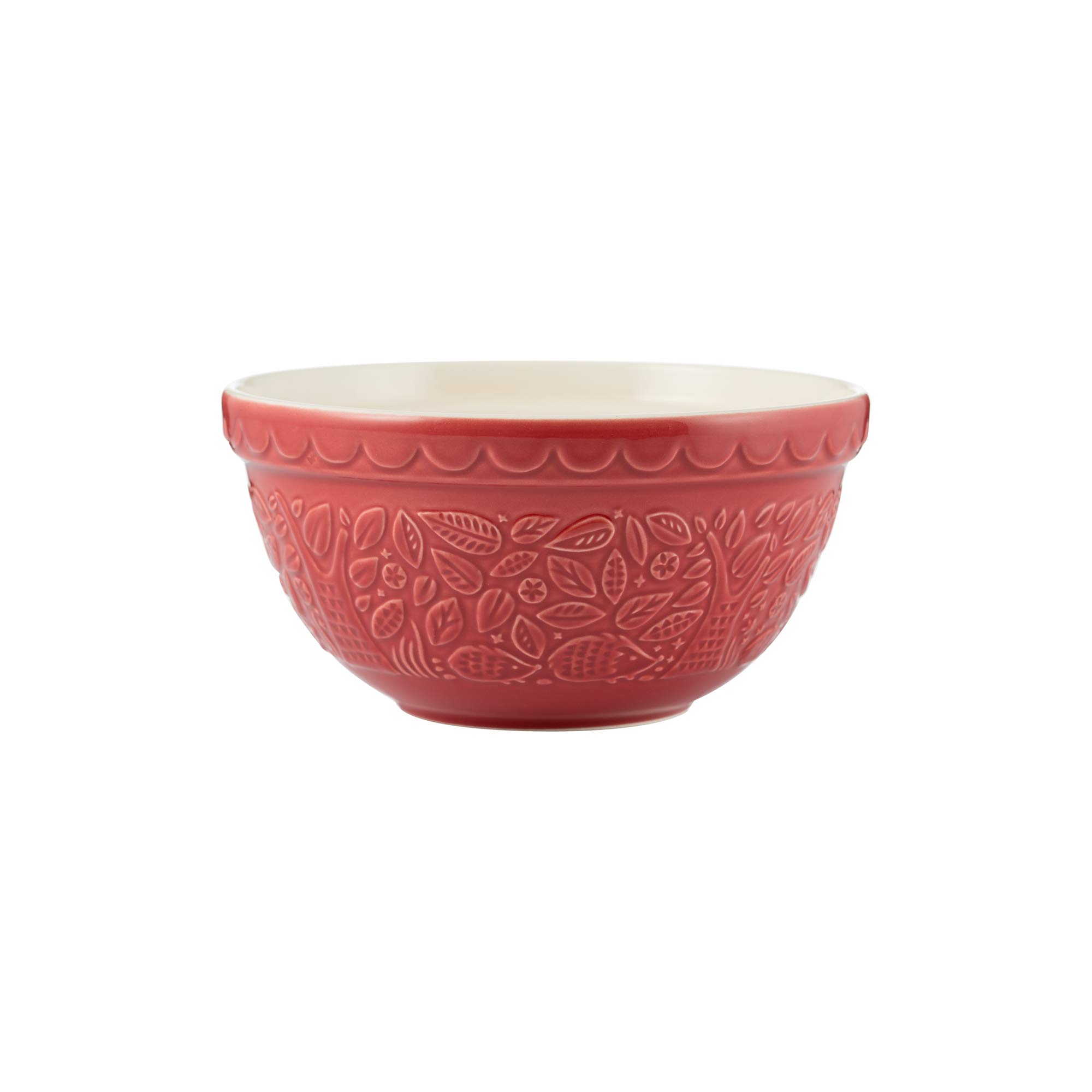 Mason Cash in The Forest Hedgehog Mixing Bowl 1.1 Litre | 21cm Red S30 Stoneware Bowl for Baking, Pudding & Cookie Dough, Embossed Woodland Design