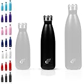 Day 1 Fitness 17 oz. Double Wall 18/8 SS Narrow Screw Cap Water Bottle Black