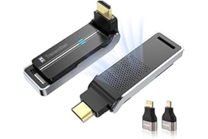 ALL- LUCKY Wireless HDMI Transmitter and Receiver, Plug and Play with Heat Dissipation, 90° Bendable Interface, Dual-Band 2.4G/5G - Stream Video & Audio from Laptops/TV Boxes/Projectors to Monitors-100Ft/30M
