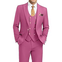 Aowdoy Men's Suits 3 Piece Slim Fit Tuxedo Suit One