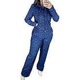CHICME Womens 2 Piece Outfits Sweatsuit Zip Up Hoodie and Wide Leg Sweatpants Tracksuit Travel Workout Lounge Sets