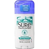 Sure Deodorant 2.7 Ounce Original Solid Unscented (79ml) Pack of 6
