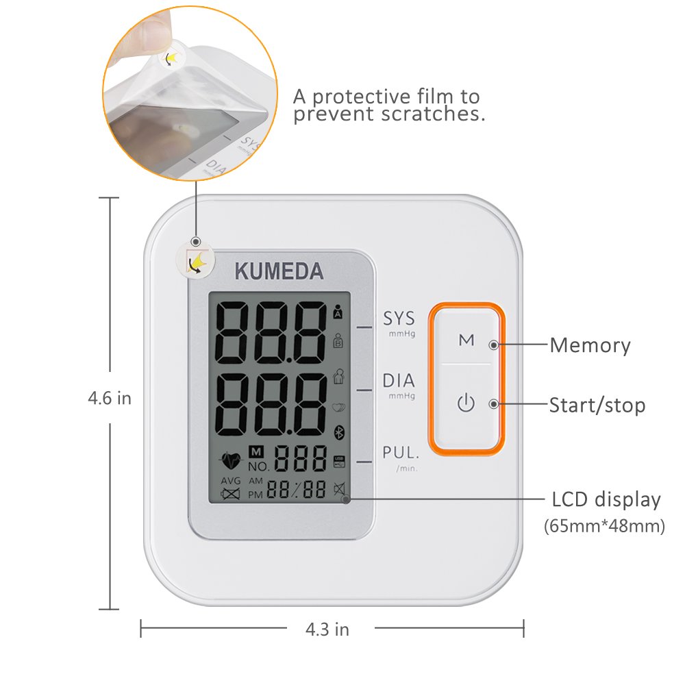 Blood Pressure Monitor,KUMEDA FDA Approved Accurate Automatic Digital Upper Arm Style Blood Monitor with Gray Cuff(Fits 8.7\