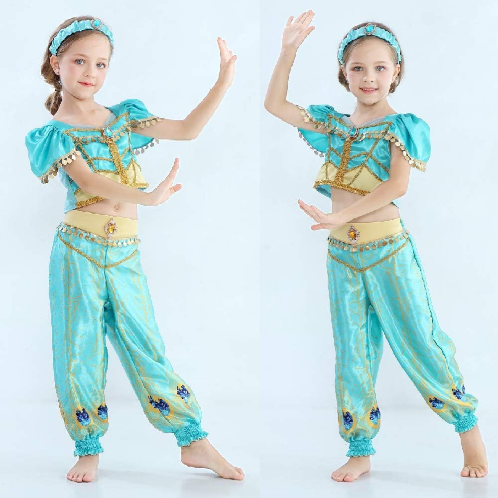 Amazon Eones Style ジャスミン衣装 子供用 アラビアン プリンセス ドレス ダンス衣装 コスチューム マント 5点セット 1cm キッズコスチューム ホビー