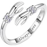 LEXLUNE Adjustable Hug Ring for Women 925 Sterling Silver Fine Jewelry Gift for Her, Birthstone Ring