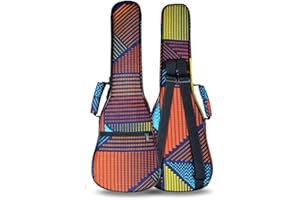 HOT SEAL 10MM Sponge Padding Waterproof Durable Colorful Conventional Ukulele Case Bag with Storage (23/24 Inch, Geometry)