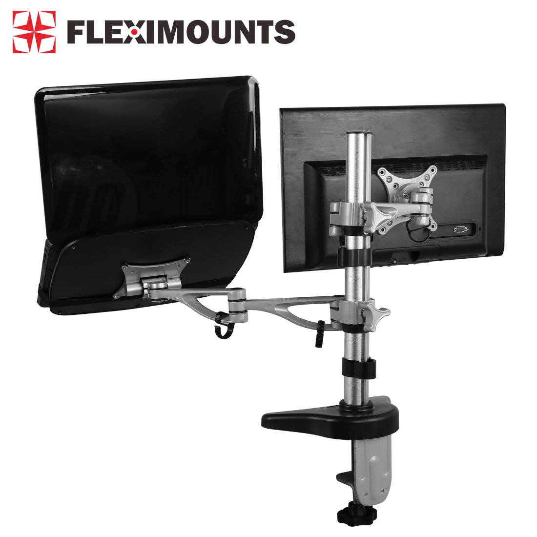 fleximounts Dual brazo de LCD Arm Desk Mount Soporte de Monitor Mounts para 10"-27" Samsung/Dell/Asus/Acer/HP/AOC LCD Monitor de computadora, con pinza o arandela estacin de trabajo de sobremesa Apoyo