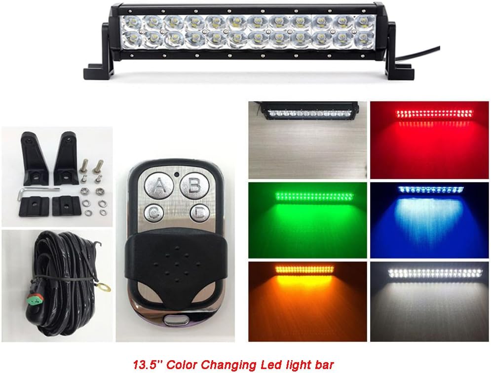 Vivid Light Bars13.5" best led off road color changing flash light bar for off road vehicles (White/Red (Combo Beam))