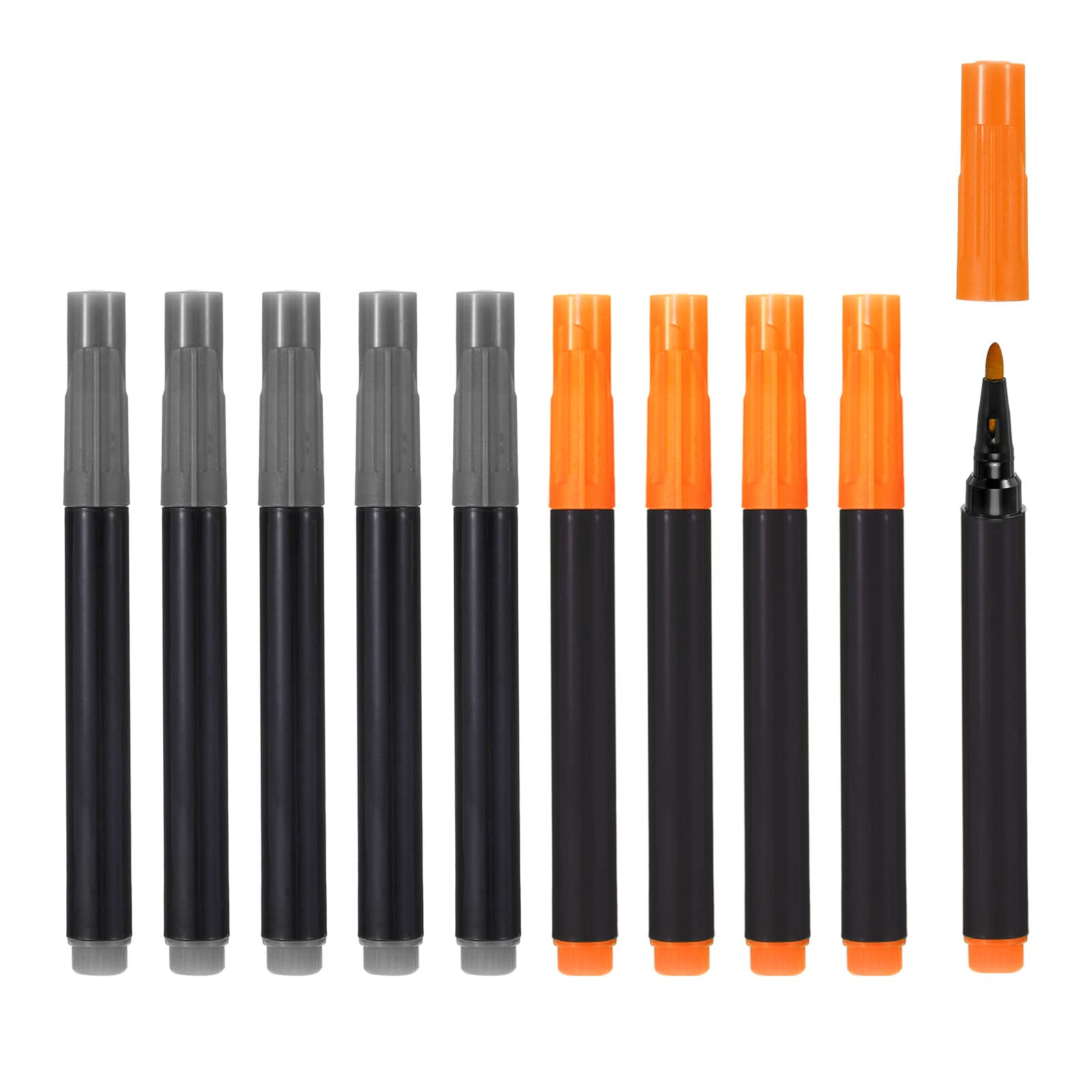 PATIKIL Dry Erase Marker Pens, 10 Pack Orange+Gray Ink Fine Point Low Odor Whiteboard for Office Home Classroom, Black