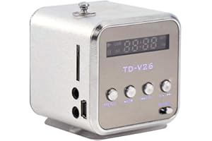 Cuifati Mini Speaker Music Player Portable Light-Weight FM Radio Stereo PC Fashion Support TF Card and U Disk Plug abd Play Support FAT16 / FAT32 File System(Silver)