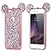 AccessoryHappy Glitter Mickey Ears Case, Luxury Protective TPU Bling Crystal Rhinestone Sparkle Glitter Diamond Case Cover Compatible with iPhone 6 Plus 6s Plus {5.5