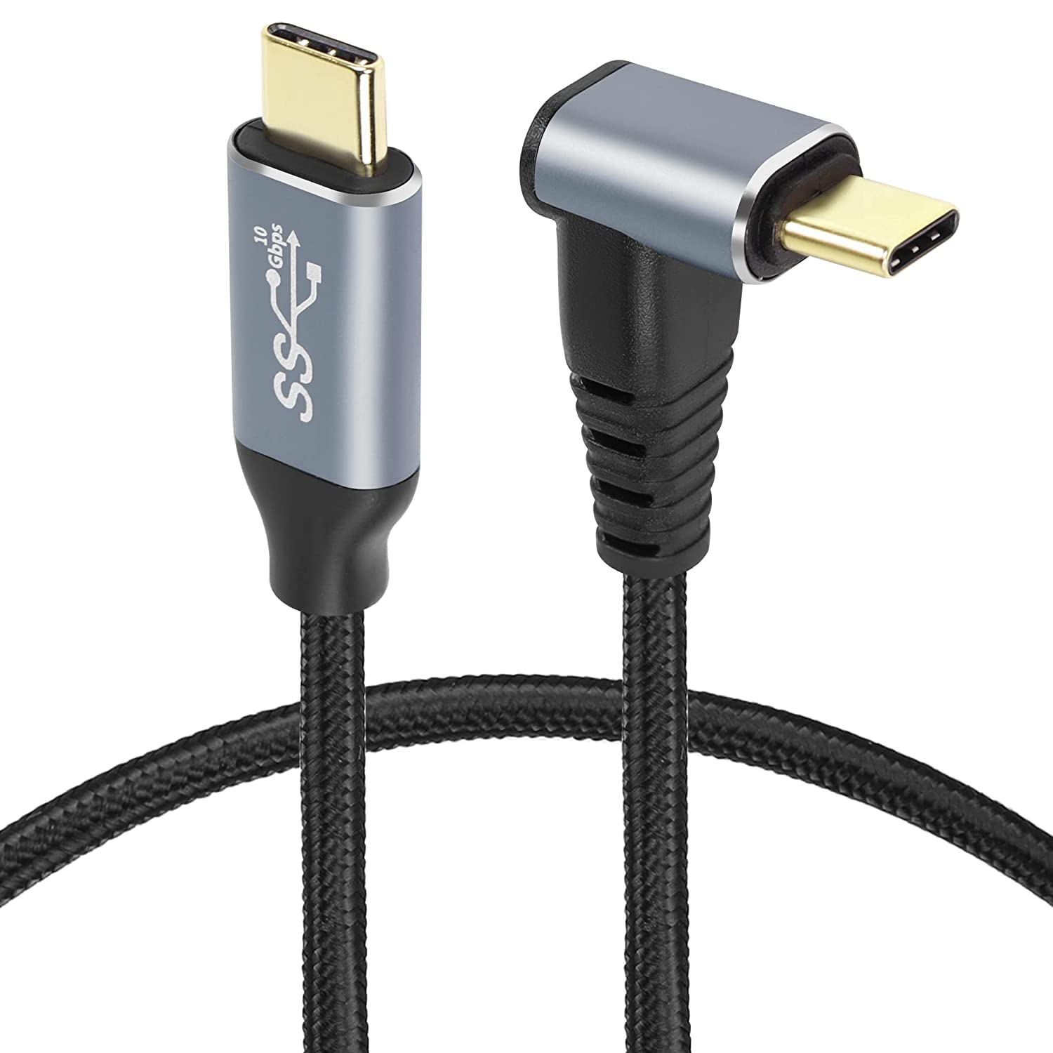 GELRHONR USB C 3.1 Gen 2 Cable,90 Degree USB C to C Cable 10Gbps 4K@60Hz Video Output 100W PD Fast Charging,VR Link,Compatible with Steam ,Switch, and More Type-C Devices/Laptops(0.5M/1.6Ft)