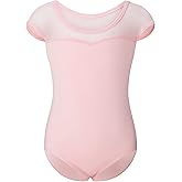 Stelle Leotards for Girls Ballet Dance Leotard Mesh Short Sleeve Gymnastics Outfits for Toddler/Little/Big Kids