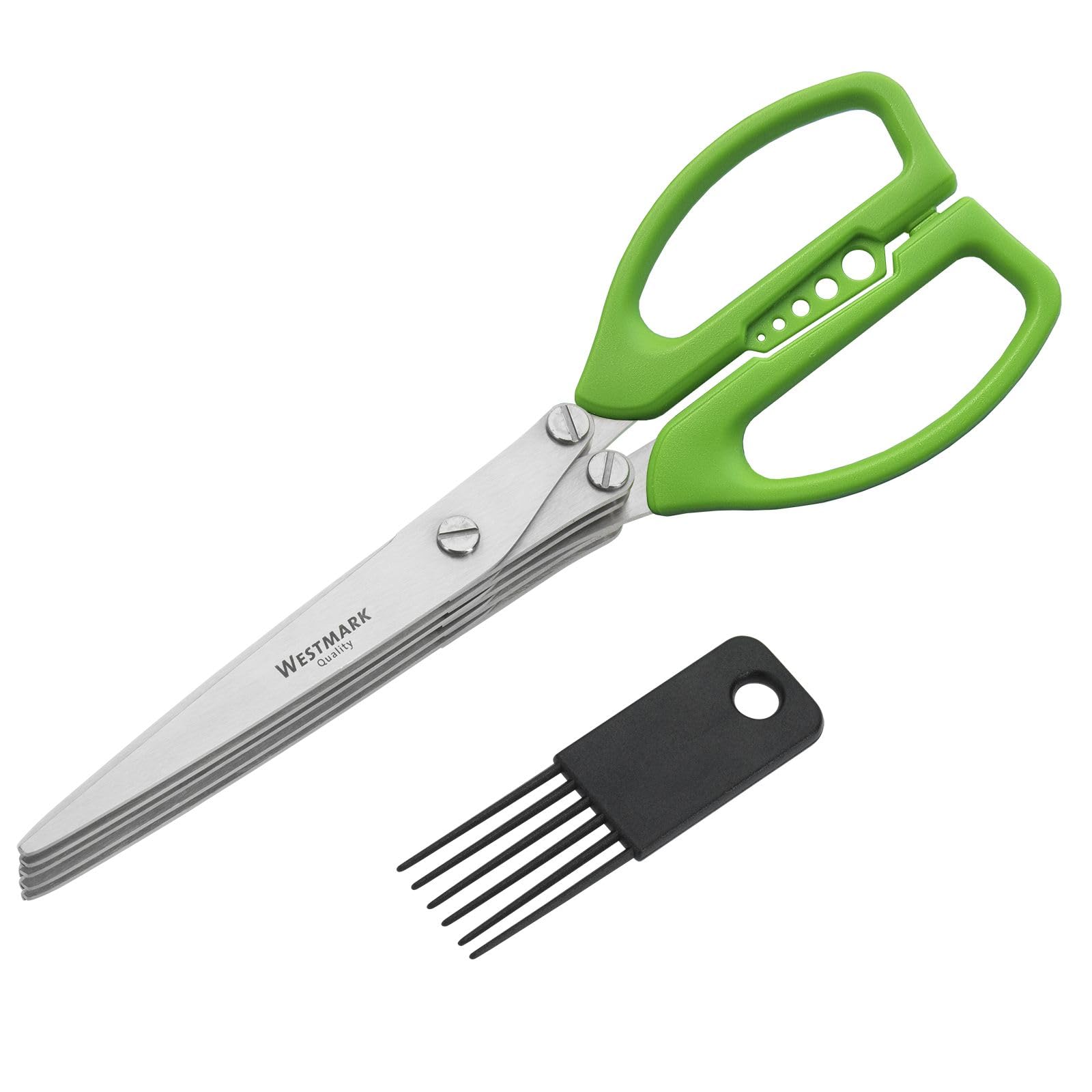 Westmark Herb Scissors With Cleaning Comb, 5 Pairs Of Blades, Blade Length: 20 Cm, Stainless Steel/Plastic, Colour: Silver/Green, 11752280