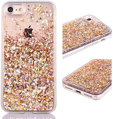 iPhone 6 6S Glitter Case, KMISS Twinkle Glitter Star Liquid Flowing Floating Dynamic Luxury Bling Glitter Sparkle Flexible Protective Shell Bumper Case For iPhone 6 &amp; 6S (Gold)