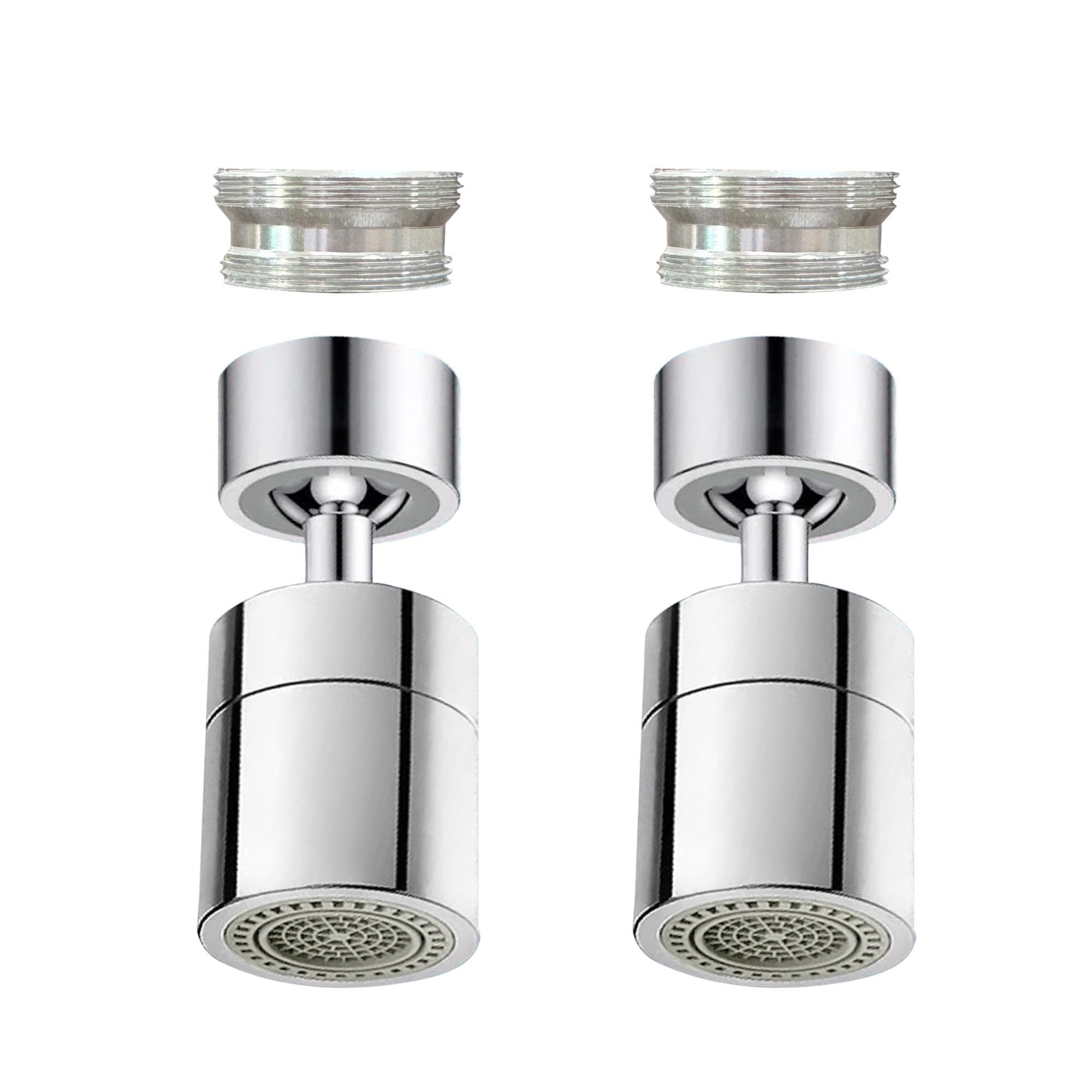 Photo 1 of 2 Pcs Faucet Aerator, 360° Swivel Kitchen Sink Faucet Aerator, Big Angle Twist, Dual-function 2-Flow Sprayer Faucet Head, Sink Sprayer Attachement, Faucet Replacement Part 55/64'', Chrome