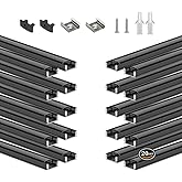 BTF-LIGHTING 20Pack 1.64FT/0.5M U-Shaped Black LED Aluminum Channel System with Black Cover Lens Aluminum Extrusion Track Hou