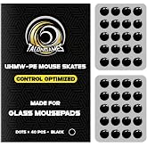 TALONGAMES Mouse Skates for Glass Mousepads | High-Density UHMW-PE | Universal Round Dots 6.5mm 40pcs | Ultra-Control Glide | High Wear Resistance | Silent Design | Rounded Polished (C-1 Black)