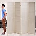 Room Divider Privacy Screen Folding 4 Panel 72 Inches High Portable Room Seperating Divider, Handwork Bamboo Mesh Woven Design Wall, Room Partitions and Dividers Freestanding, Natural