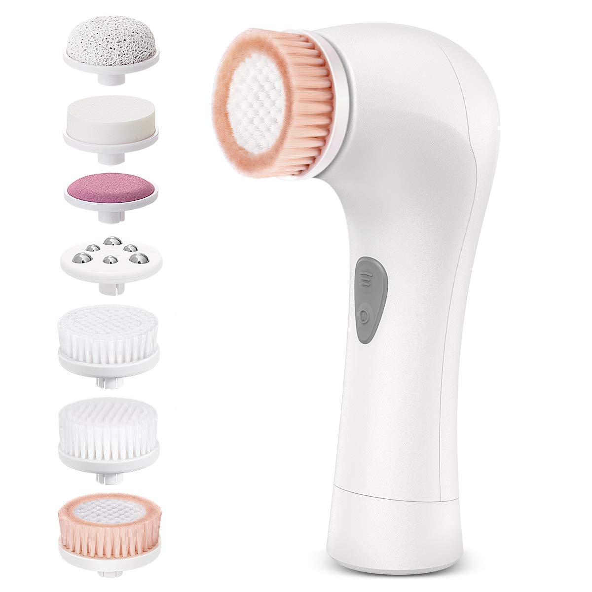 Facial Cleansing Brush, Waterproof Face Brush Skin Cleansing Scrub with 7 Heads, ETEREAUTY Spin Brush for Deep Cleansing Exfoliation, Facial Cleanser Brush for Massaging, Skin Exfoliation (White): Beauty