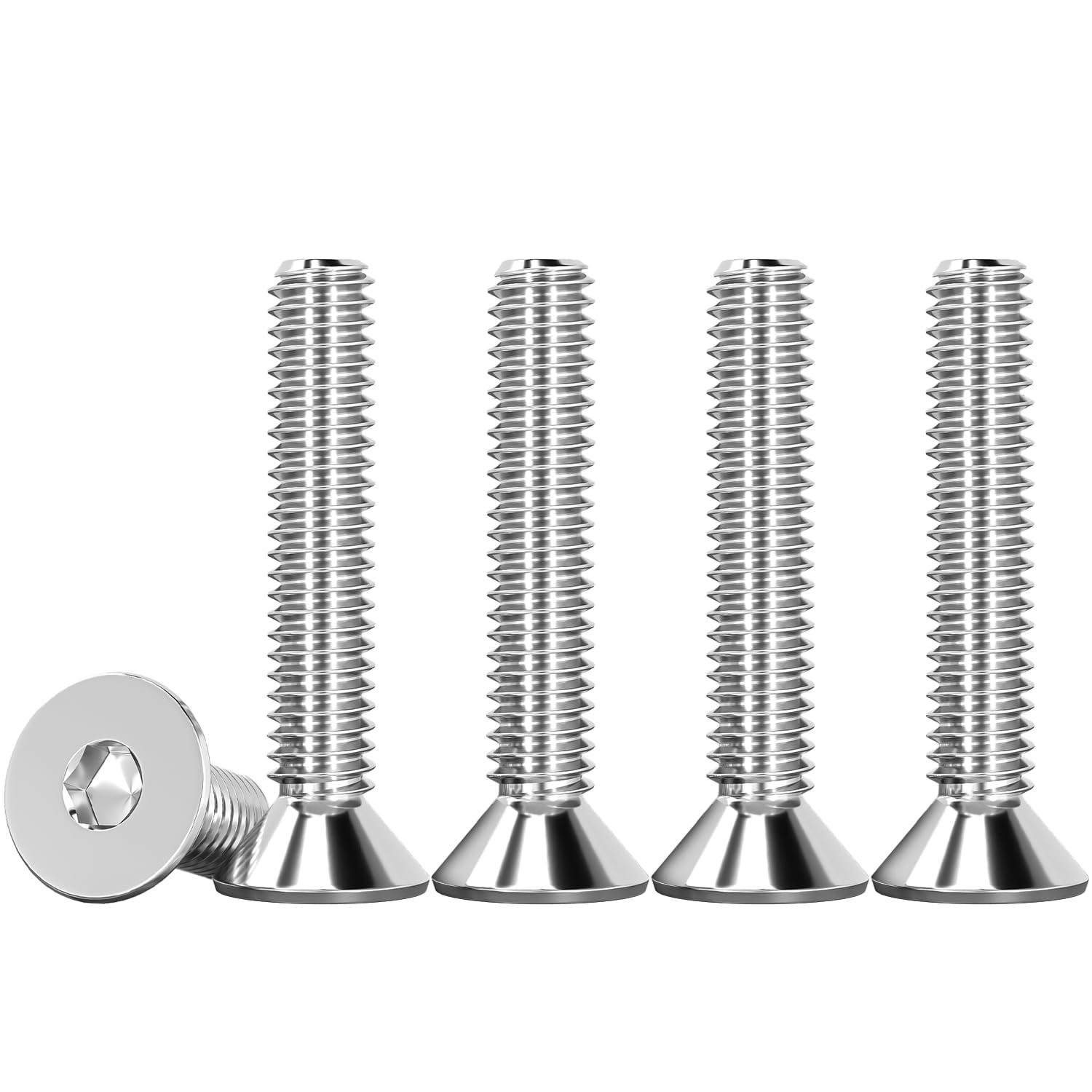 Drenky M4 X 25mm Stainless Steel Screws, M4 Bolts Countersunk Bolts 50 Pcs Hex Screws DIN 7991 / ISO 10642 Rustproof Machine Screws Hex Socket Countersunk Bolts, Fully Thread — image 1