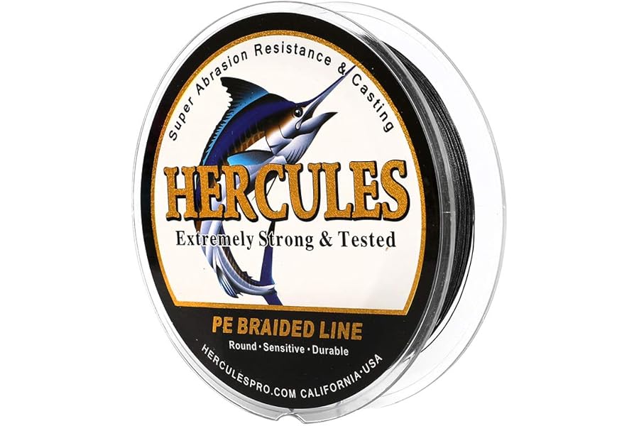 HERCULES Cost-Effective Super Cast 8 Strands Braided Fishing Line 10LB to 300LB Test for Salt-Water,109/328/547/1094 Yards(100M/300M/500M/1000M),Diam.#0.12MM-1.2MM,Hi-Grade Performance,Variety Colors